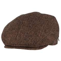 Eero Gen Harris Tweed Herringbone Flat Cap, ruskea