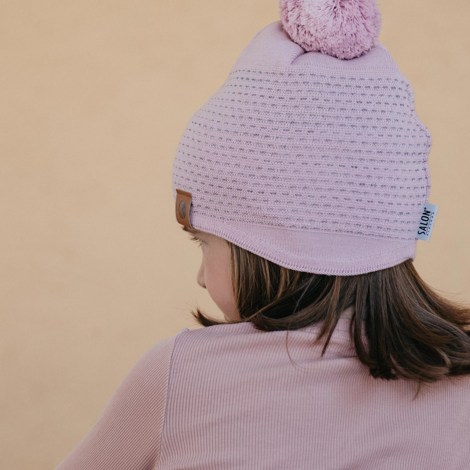 Kids reflective beanie pom pom