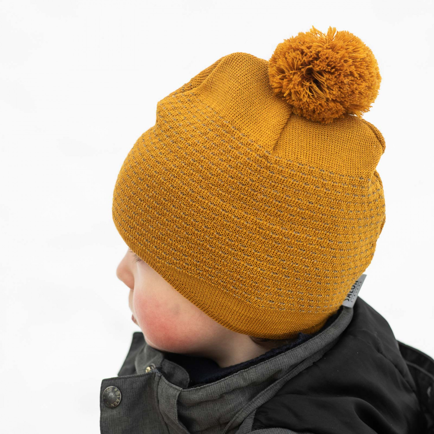 Kids reflective beanie pom pom